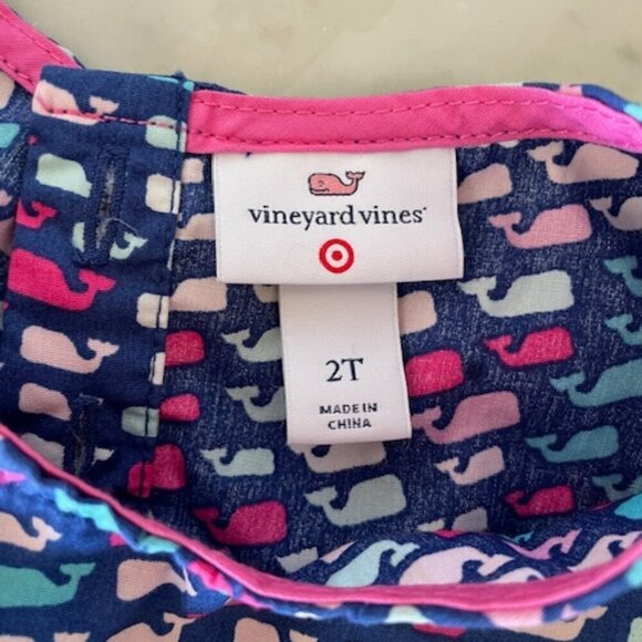 VINEYARD VINES School of Whales Crewneck Dress Blue/Pink - Picture 6 of 15